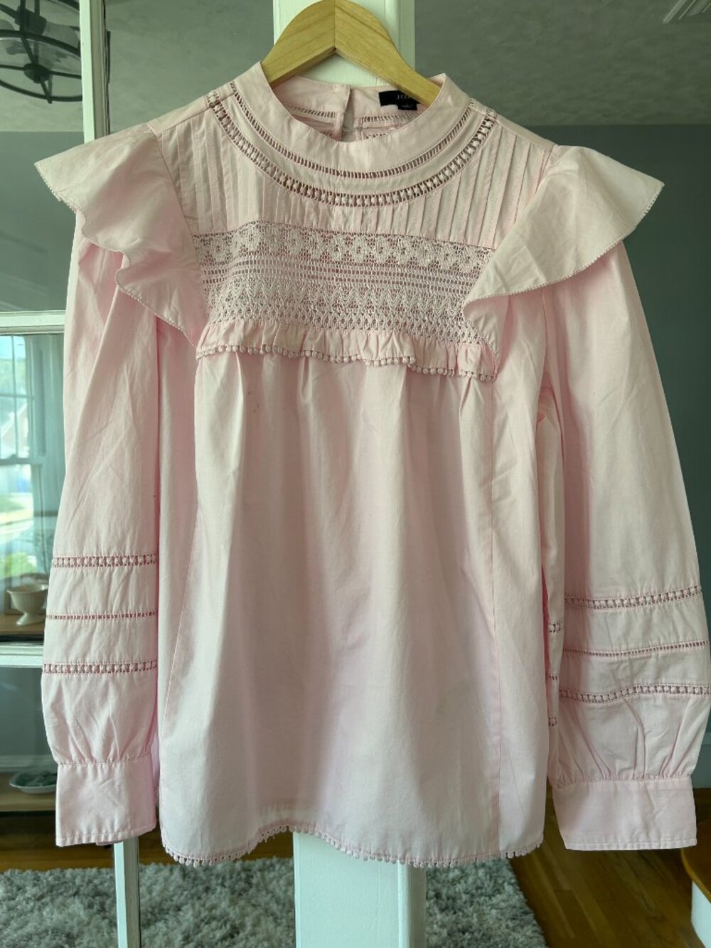 J. Crew Poplin Cotton Pink Long Sleeve Blouse Size Large NEW with Tags